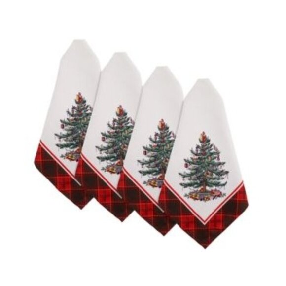 Spode Other - Spode Christmas Tree Tartan Plaid 20" Cloth Napkins  Set Of 4 Holiday Dining